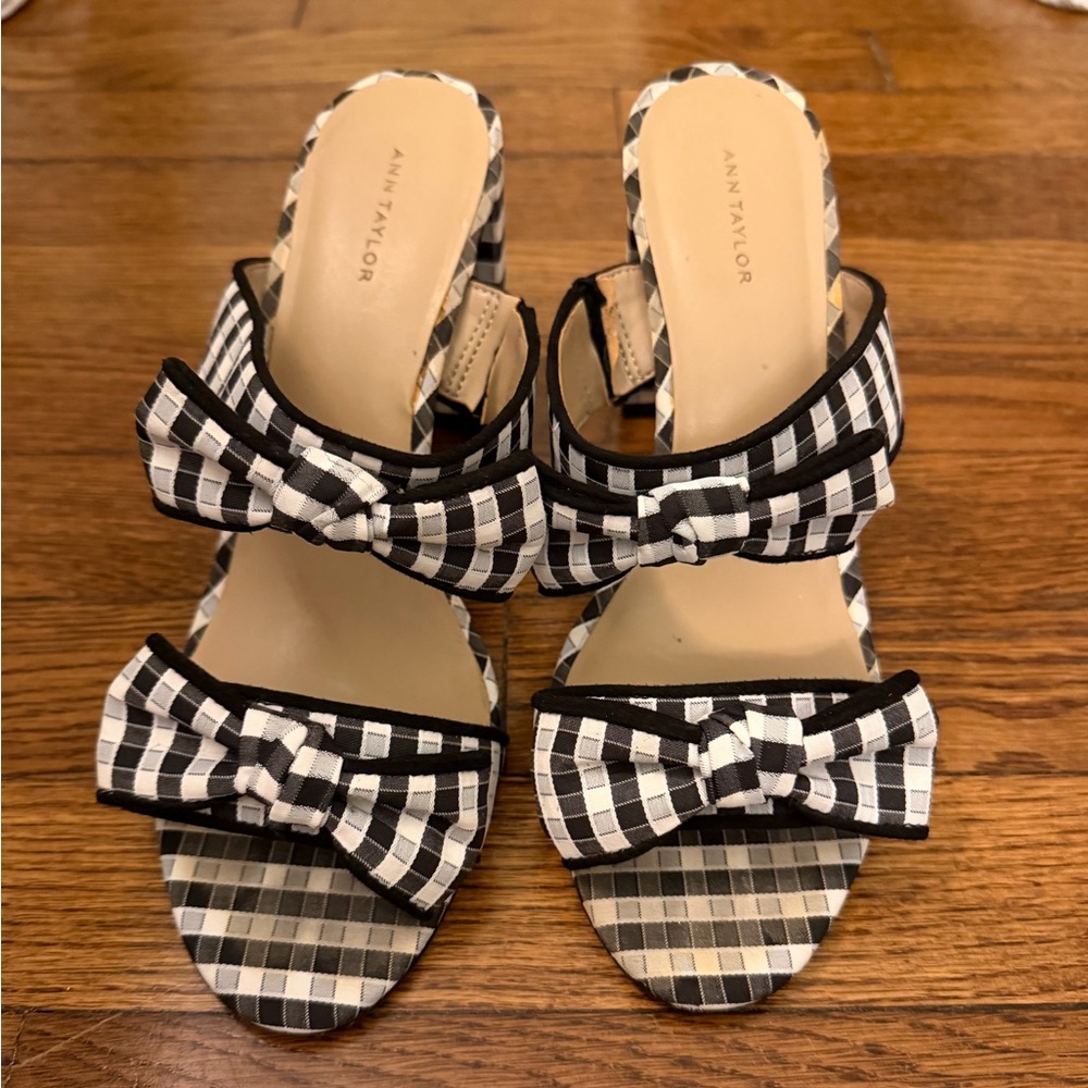 Ann Taylor Gingham Bow Heels